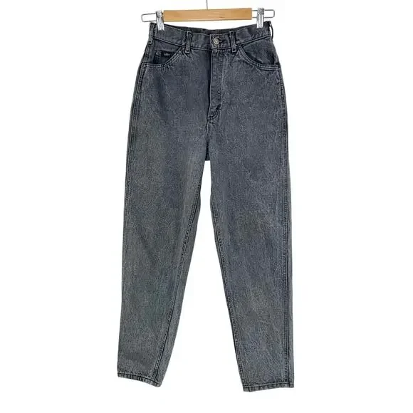 Vintage Lee Riders Mom Jean Union Made Washed Gray Denim 27x30 Size 9 Med 80s - Picture 3 of 11